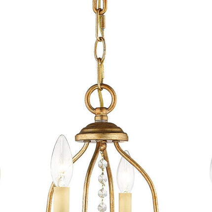 Gold Four Light Metal Dimmable Chandelier With Shades