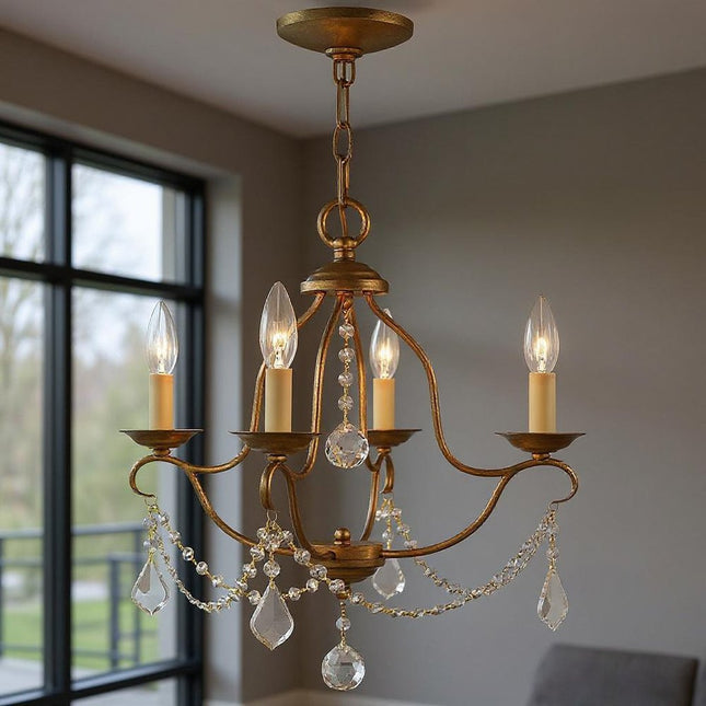 Four Light Dimmable Chandelier With Shades HomeRoots