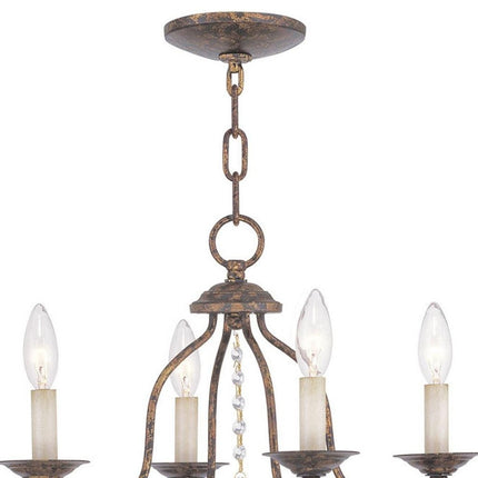 Bronze Four Light Metal Dimmable Chandelier With Shades