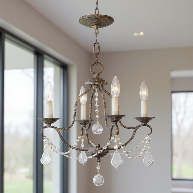 Four Light Dimmable Chandelier With Shades HomeRoots
