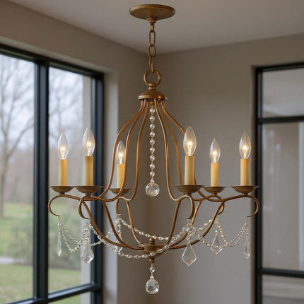 Six Light Dimmable Chandelier With Shades HomeRoots