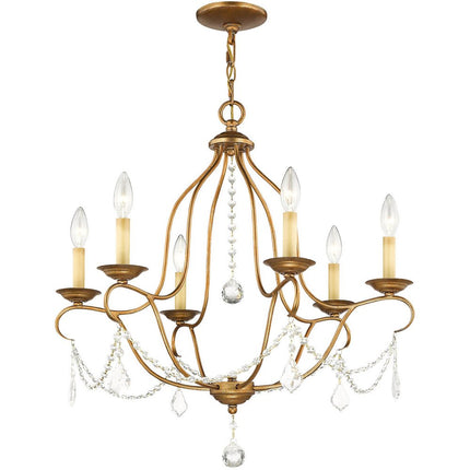 Six Light Dimmable Chandelier With Shades HomeRoots