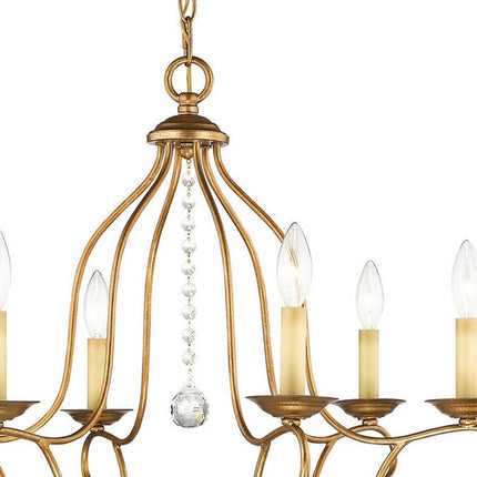 Six Light Dimmable Chandelier With Shades HomeRoots