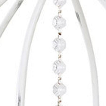 Antiqued White Six Light Metal Dimmable Chandelier With Shades