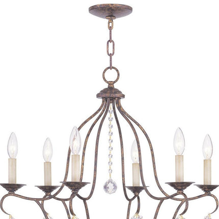 Bronze Six Light Metal Dimmable Chandelier With Shades