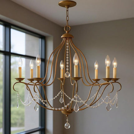 Eight Light Dimmable Chandelier With Shades HomeRoots