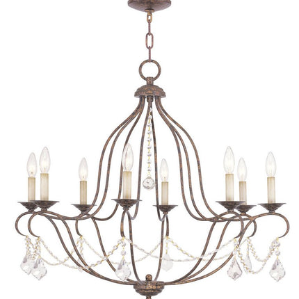 Eight Light Dimmable Chandelier With Shades HomeRoots