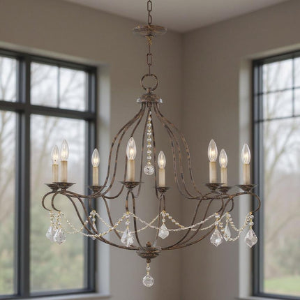 Eight Light Dimmable Chandelier With Shades HomeRoots