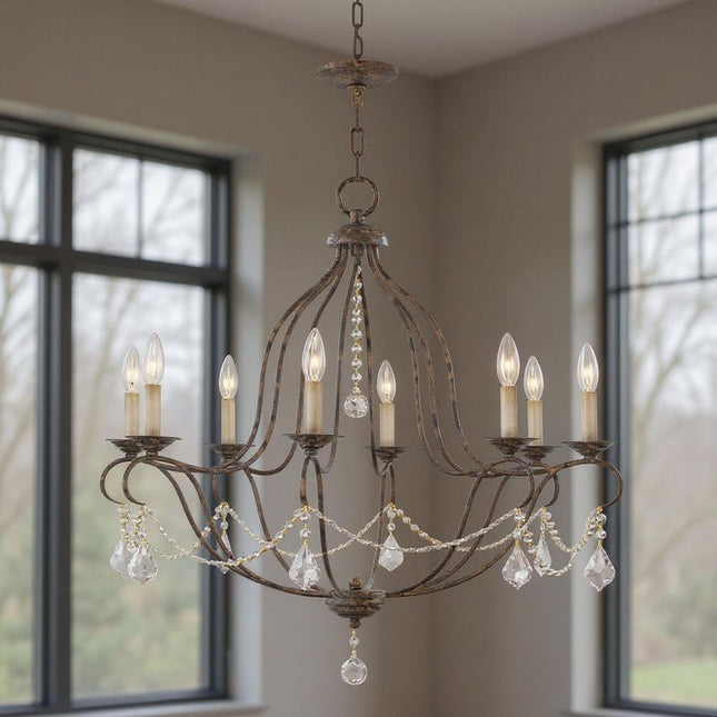 Eight Light Dimmable Chandelier With Shades HomeRoots