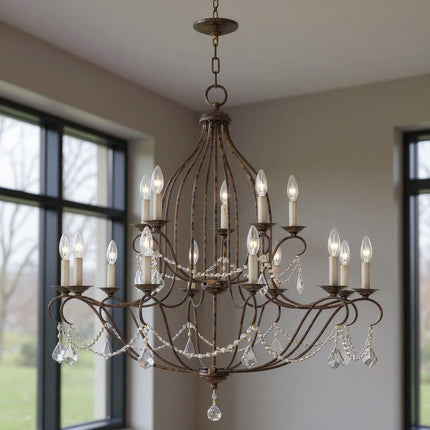 Bronze Multi Light Metal Dimmable Chandelier With Shades