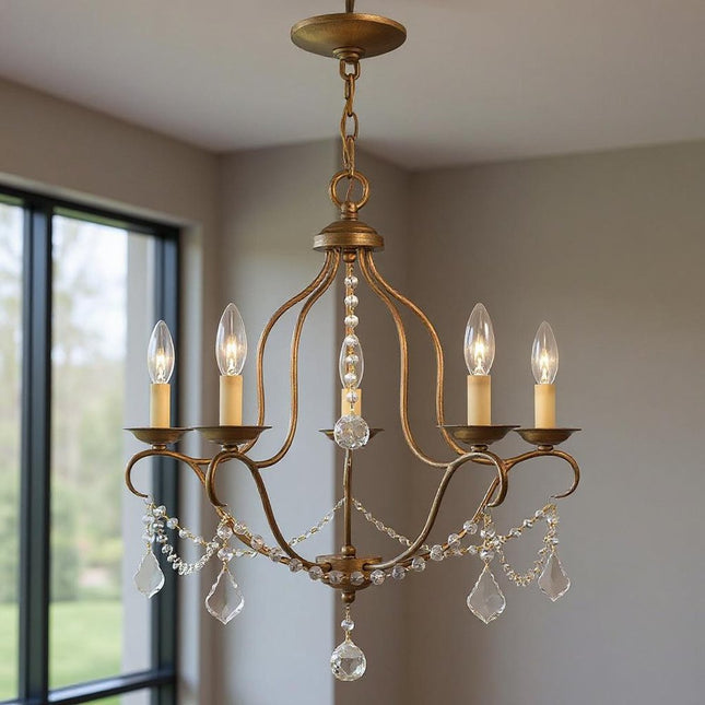 Five Light Dimmable Chandelier With Shades HomeRoots