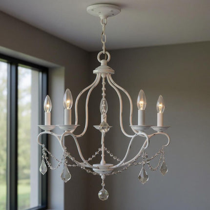 Five Light Dimmable Chandelier With Shades HomeRoots
