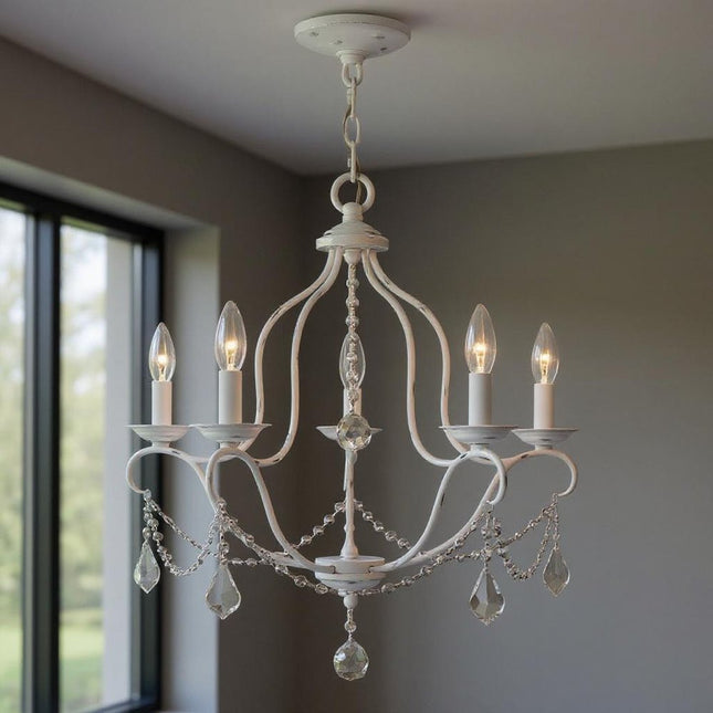 Five Light Dimmable Chandelier With Shades HomeRoots