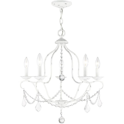 Five Light Dimmable Chandelier With Shades HomeRoots