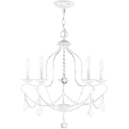 Five Light Dimmable Chandelier With Shades HomeRoots