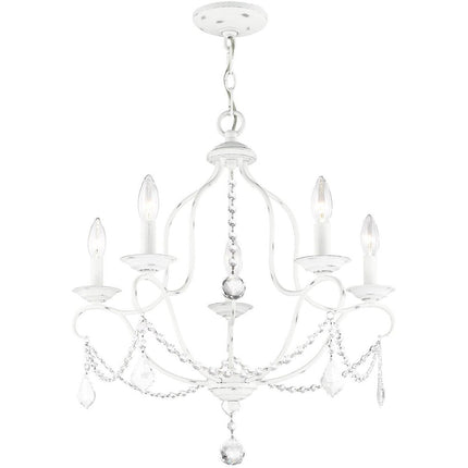 Five Light Dimmable Chandelier With Shades HomeRoots