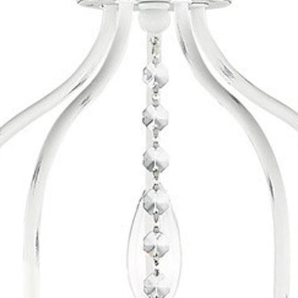 Antiqued White Five Light Metal Dimmable Chandelier With Shades