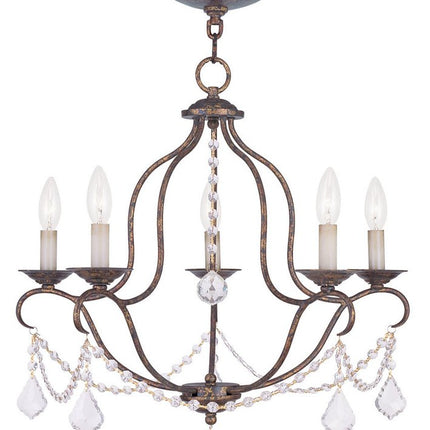 Five Light Dimmable Chandelier With Shades HomeRoots