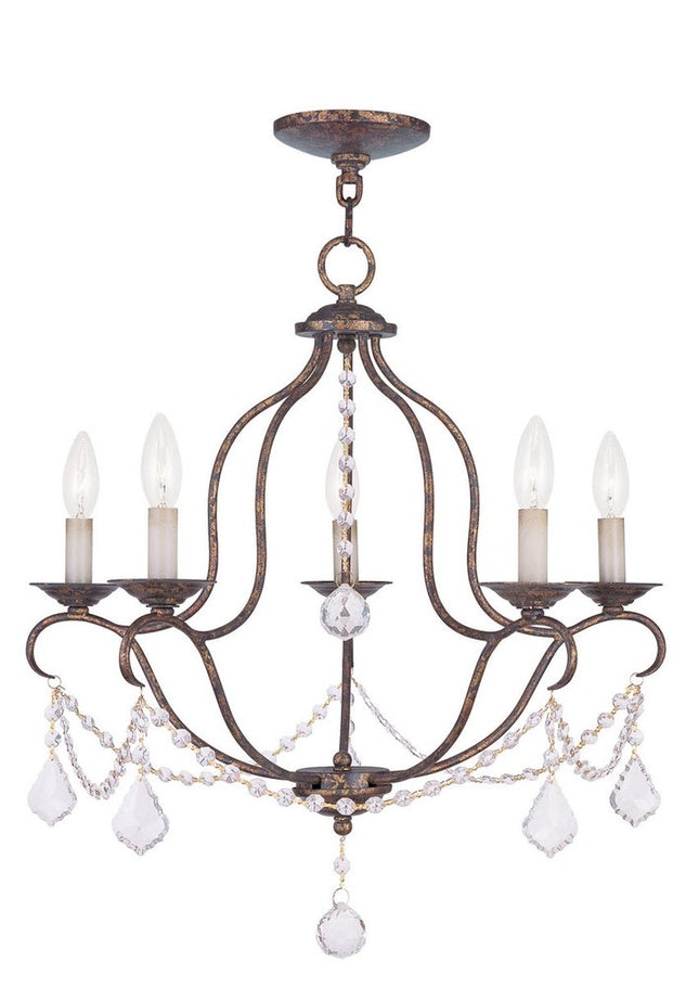 Bronze Five Light Metal Dimmable Chandelier With Shades HomeRoots