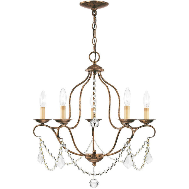 Bronze Five Light Metal Dimmable Chandelier With Shades HomeRoots