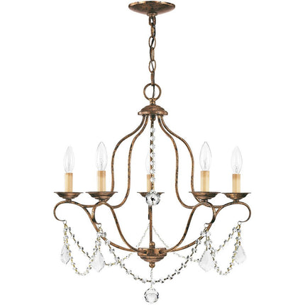 Five Light Dimmable Chandelier With Shades HomeRoots