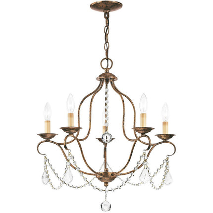 Five Light Dimmable Chandelier With Shades HomeRoots