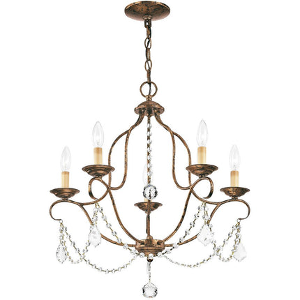 Five Light Dimmable Chandelier With Shades HomeRoots