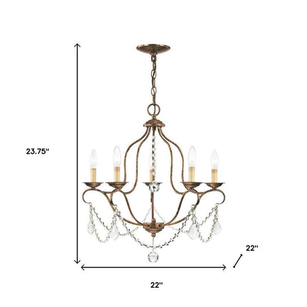Five Light Dimmable Chandelier With Shades HomeRoots