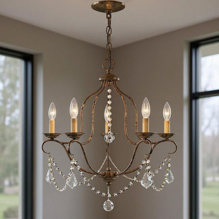 Five Light Dimmable Chandelier With Shades HomeRoots