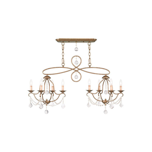 Gold Eight Light Metal Dimmable Chandelier With Shades HomeRoots