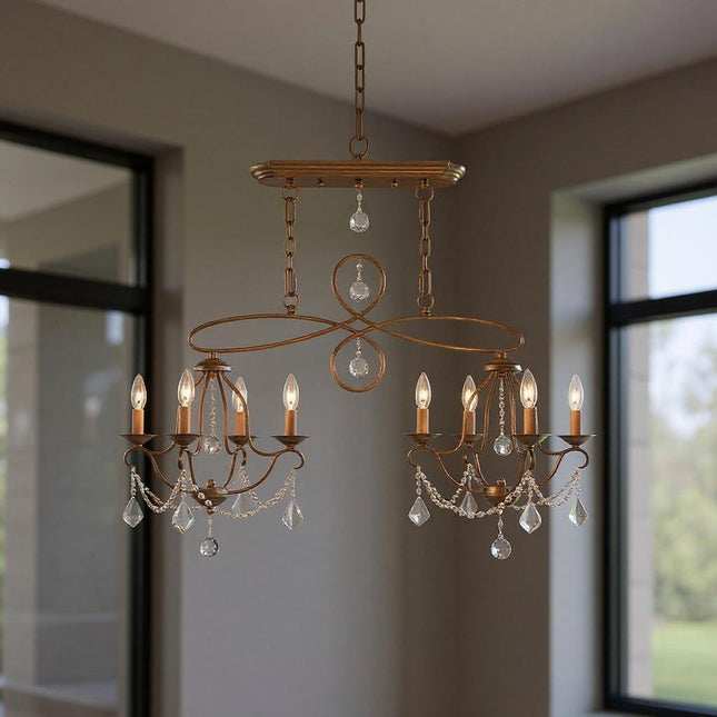 Eight Light Dimmable Chandelier With Shades HomeRoots
