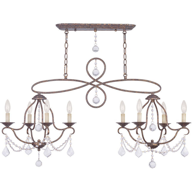 Bronze Eight Light Metal Dimmable Chandelier With Shades HomeRoots