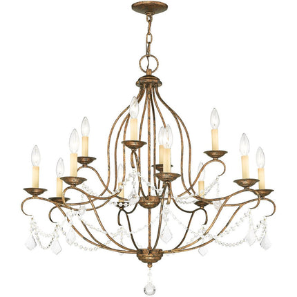 Twelve Light Dimmable Chandelier With Shades HomeRoots