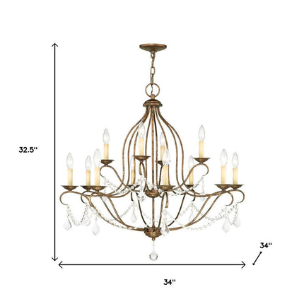 Twelve Light Dimmable Chandelier With Shades HomeRoots