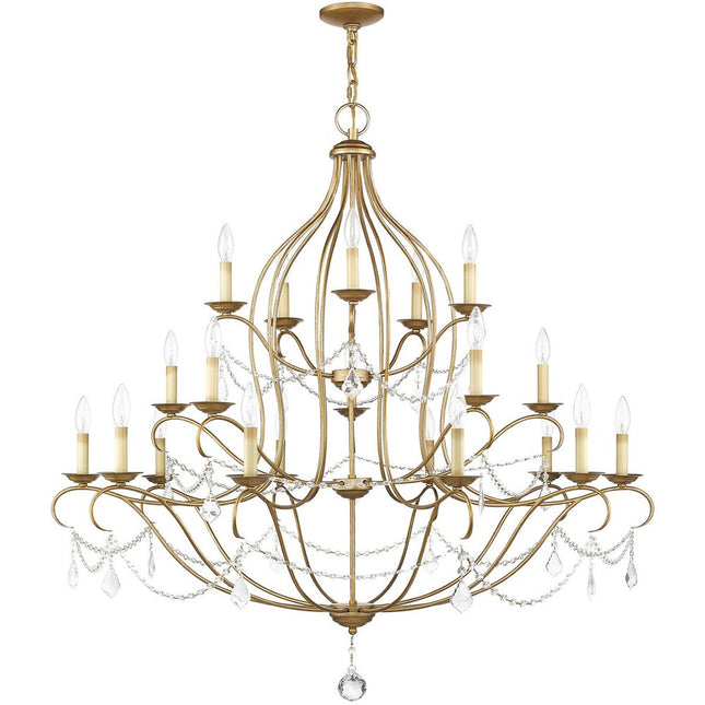 Antiqued Gold Twelve Light Metal Dimmable Chandelier With Shades HomeRoots