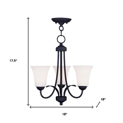 Black Three Light Dimmable Chandelier With Shades HomeRoots