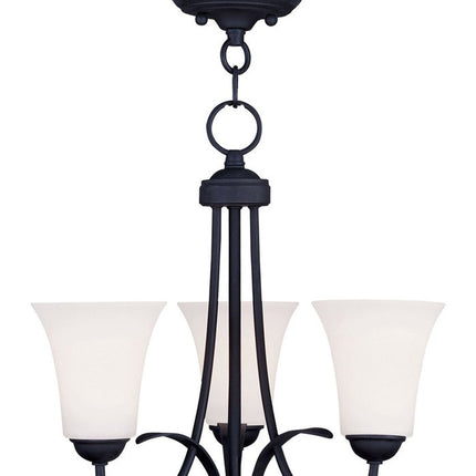 Black Three Light Dimmable Chandelier With Shades HomeRoots