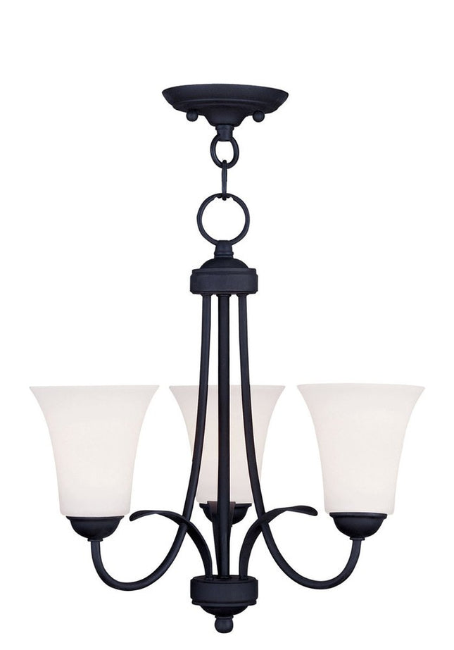 Black Three Light Dimmable Chandelier With Shades HomeRoots