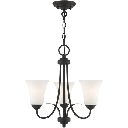 Black Three Light Dimmable Chandelier With Shades HomeRoots