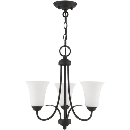 Black Three Light Dimmable Chandelier With Shades HomeRoots
