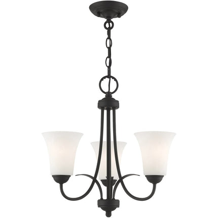 Black Three Light Metal Dimmable Chandelier With Shades