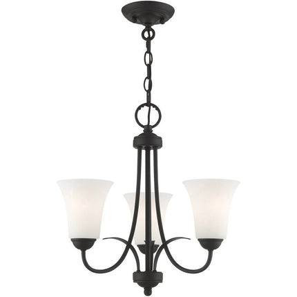 Black Three Light Dimmable Chandelier With Shades HomeRoots