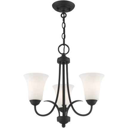 Black Three Light Metal Dimmable Chandelier With Shades