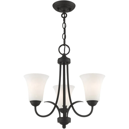 Black Three Light Dimmable Chandelier With Shades HomeRoots