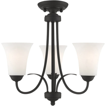 Black Three Light Dimmable Chandelier With Shades HomeRoots
