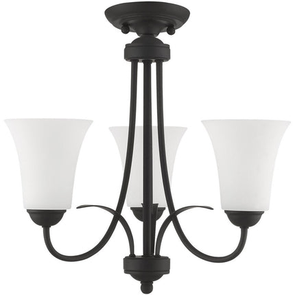 Black Three Light Dimmable Chandelier With Shades HomeRoots