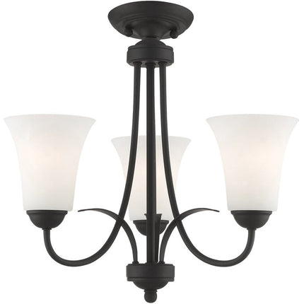 Black Three Light Dimmable Chandelier With Shades HomeRoots