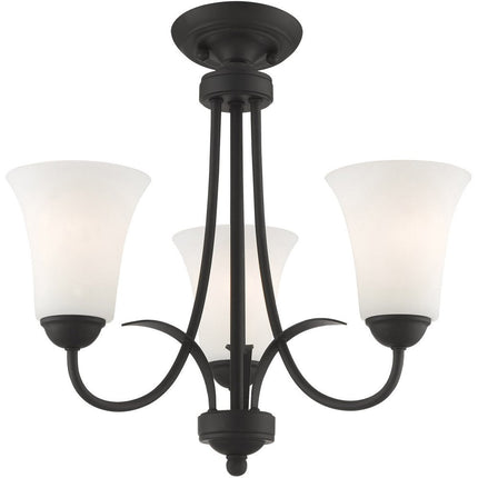 Black Three Light Dimmable Chandelier With Shades HomeRoots