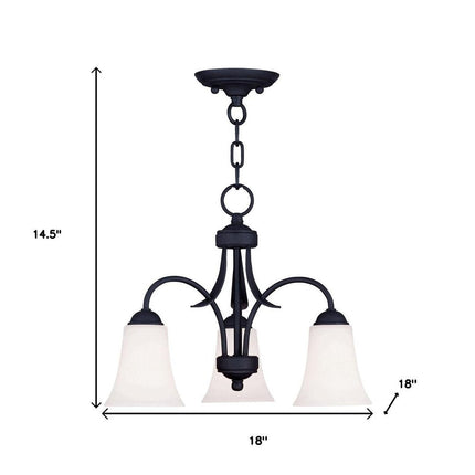 Black Three Light Dimmable Chandelier With Shades HomeRoots