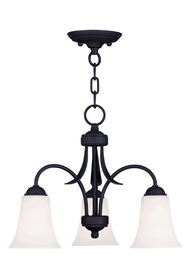 Black Three Light Metal Dimmable Chandelier With Shades HomeRoots